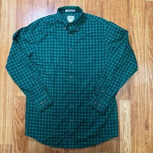 L.L. Bean Men's Blue and Green Checkered Shirt